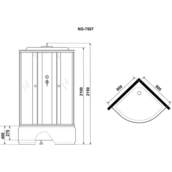 Душевая кабина Niagara 80x80 см 7507, хром/узор - фото 14