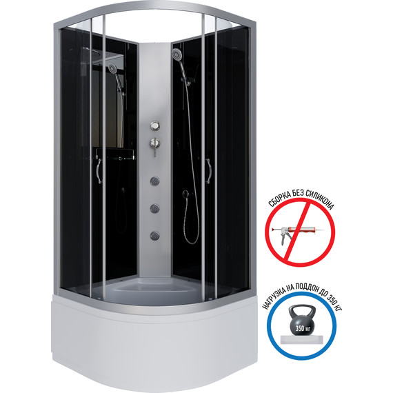 Гидробокс Niagara 80x80 см 25071434BKG, серебро/тонированное - фото 