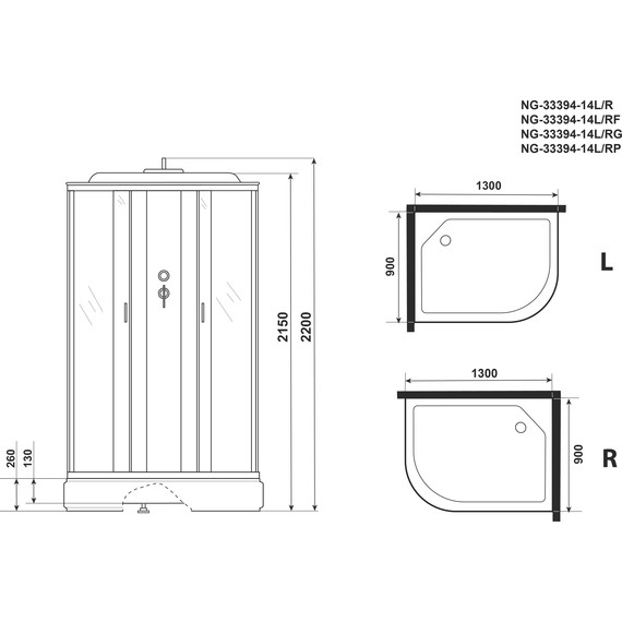 Гидробокс Niagara 130x90 см 333944RG, серебро/матовое - фото 17