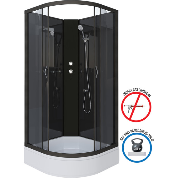 Душевая кабина Niagara 90x90 см NG-6501-14BK, чёрный/тонированное - фото 