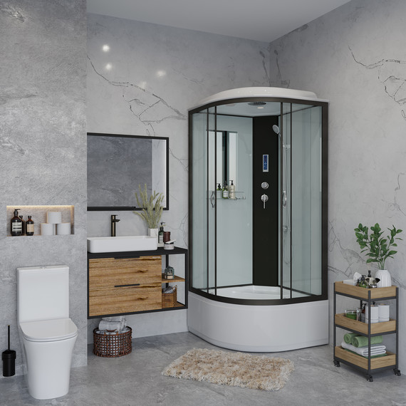 Душевая кабина Niagara 80x80 см 67071414P, чёрный/прозрачное - фото 3