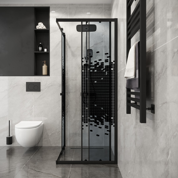 Душевое ограждение Niagara Eco 90x90 см NG-1009-14QBLACK, чёрный матовый/матовое - фото 4