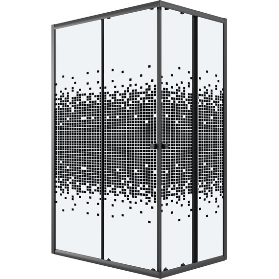 Душевое ограждение Niagara Eco 100x80 см NG-1018-14QBLACK, чёрный матовый/мозаика - фото 2