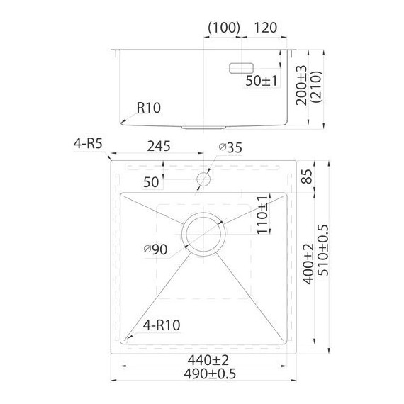 Кухонная мойка Iddis Haze HAZ49GMi77, графит матовый - фото 16