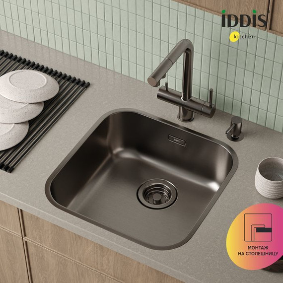 Кухонная мойка Iddis Mate MAT44GMi77, графит матовый - фото 5