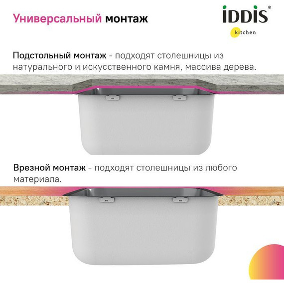 Кухонная мойка Iddis Mate MAT53GMi77, графит матовый - фото 8