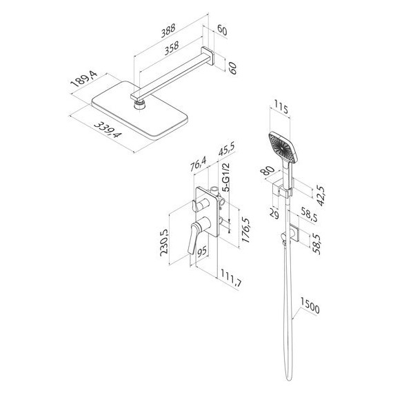 Душевая система для душа Iddis Parker PARGM02i67, графит матовый - фото 7