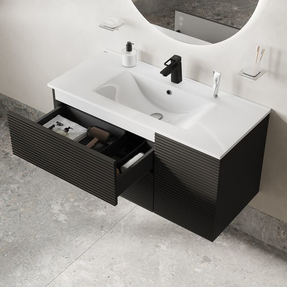 Тумба подвесная с раковиной Iddis Bild 100 см BIL10G0i95K, тёмно-серый - фото 7