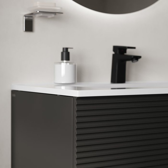 Тумба подвесная с раковиной Iddis Bild 80 см BIL80G0i95K, тёмно-серый - фото 6