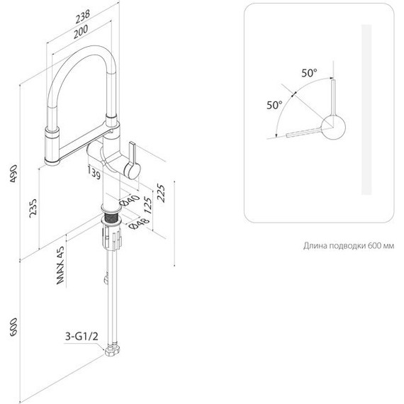 Смеситель для кухни Iddis Ikon IKNBLFFi05, чёрный матовый, Цвет производителя: чёрный матовый - фото 10
