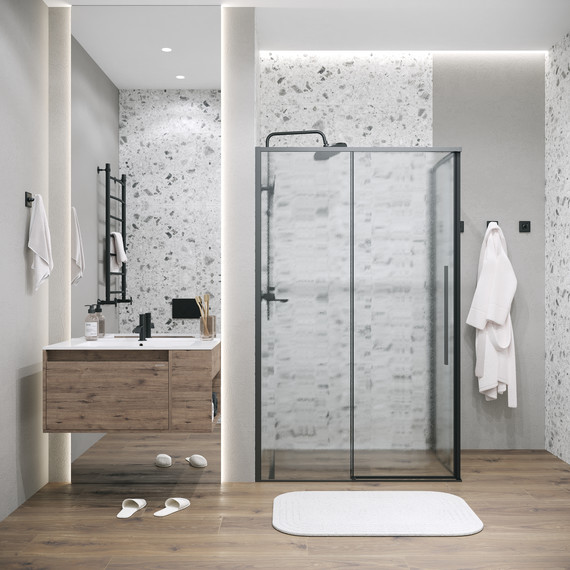 Душевое ограждение Grossman Galaxy 100x80 см 120.K33.01.1080.21.02, чёрный матовый/шиншилла - фото 3