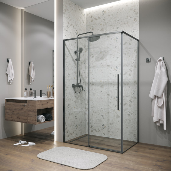 Душевое ограждение Grossman Galaxy 130x80 см 120.K33.01.1380.42.00, графит сатин/прозрачное - фото 