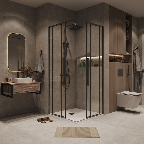 Душевое ограждение Grossman Galaxy 70x70 см 300.K33.01.7070.42.00, графит сатин/прозрачное - фото 5