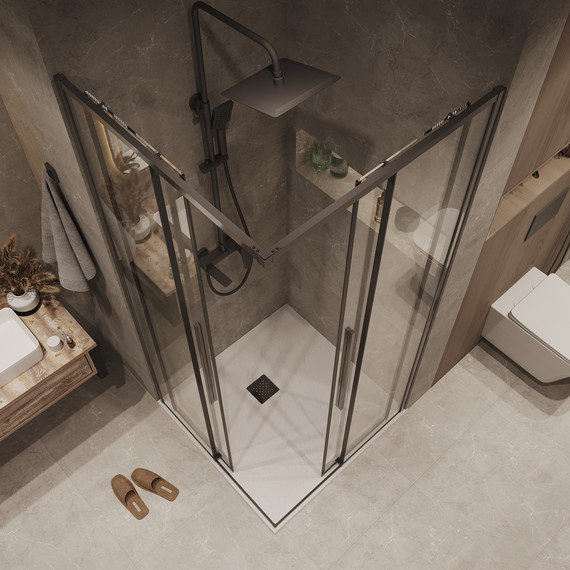 Душевое ограждение Grossman Galaxy 70x70 см 300.K33.01.7070.42.00, графит сатин/прозрачное - фото 6