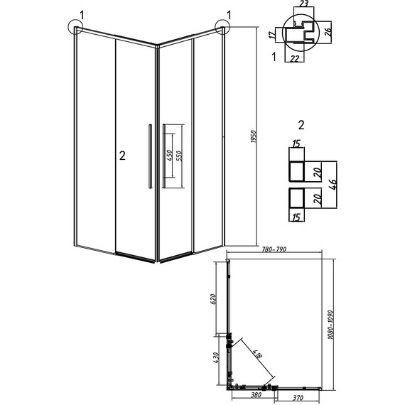 Душевое ограждение Grossman Galaxy 110x80 см 300.K33.01.1180.10.00, хром/прозрачное - фото 11
