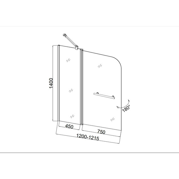 Шторка для ванны Taliente 120 см TA-1214CP, хром/прозрачное - фото 3
