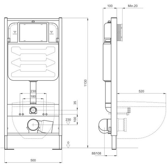 Инсталляция с подвесным унитазом комплект: Aquatek Standard INS-0000012 с подвесным безободковым унитазом Поларис AQ0700-01 сиденье микролифт, крепление, кнопка смыва хром матовая KDI-0000019 - фото 6