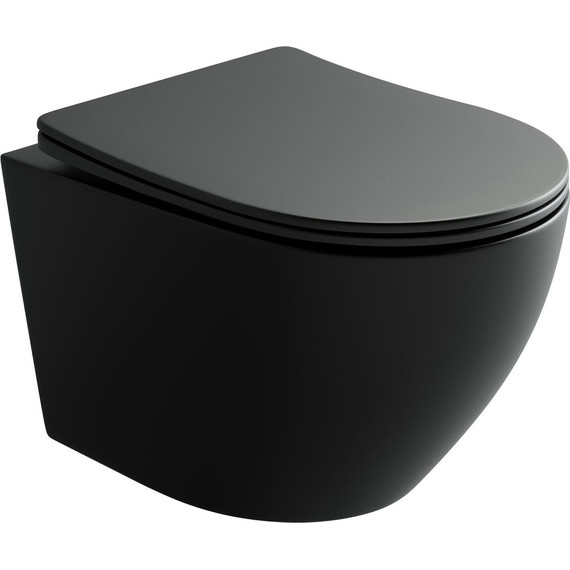 Унитаз подвесной безободковый Ceramicanova Uno Rimless CN11001MB с крышкой микролифт, чёрный матовый - фото 