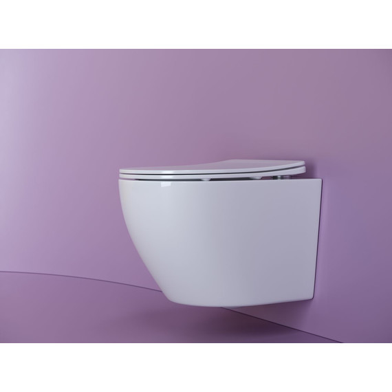 Унитаз подвесной безободковый Ceramicanova Uno Rimless CN11001 с крышкой микролифт, Цвет производителя: белый - фото 2