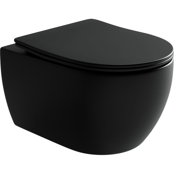 Унитаз подвесной безободковый Ceramicanova Play Rimless CN3001MB с крышкой микролифт, чёрный матовый - фото 