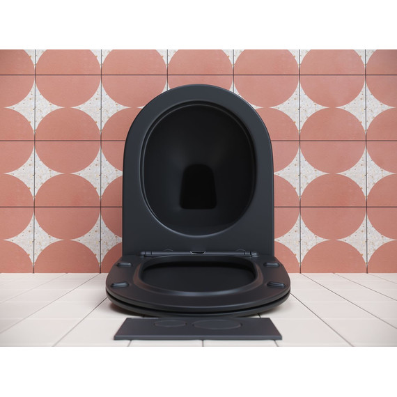 Унитаз подвесной безободковый Ceramicanova Play Rimless CN3001MB с крышкой микролифт, чёрный матовый, Цвет производителя: чёрный матовый - фото 5