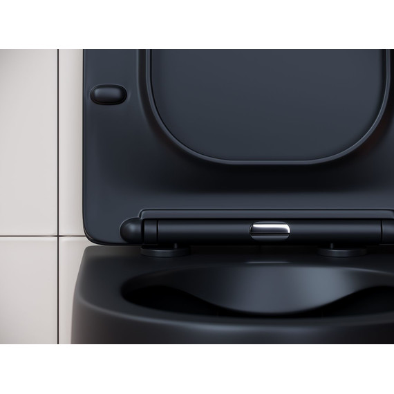 Унитаз подвесной безободковый Ceramicanova Play Rimless CN3001MB с крышкой микролифт, чёрный матовый, Цвет производителя: чёрный матовый - фото 6