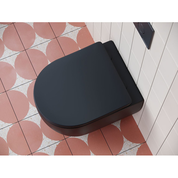 Унитаз подвесной безободковый Ceramicanova Play Rimless CN3001MB с крышкой микролифт, чёрный матовый, Цвет производителя: чёрный матовый - фото 9