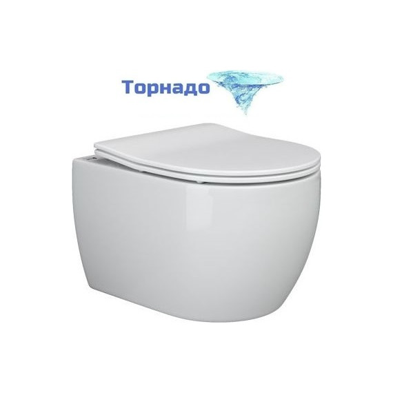 Унитаз подвесной безободковый Ceramicanova Play Rimless CN3001 (система смыва Торнадо) с крышкой микролифт - фото 