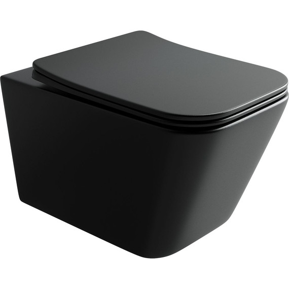 Унитаз подвесной безободковый Ceramicanova Metric Rimless CN3007MB с крышкой микролифт, чёрный матовый - фото 