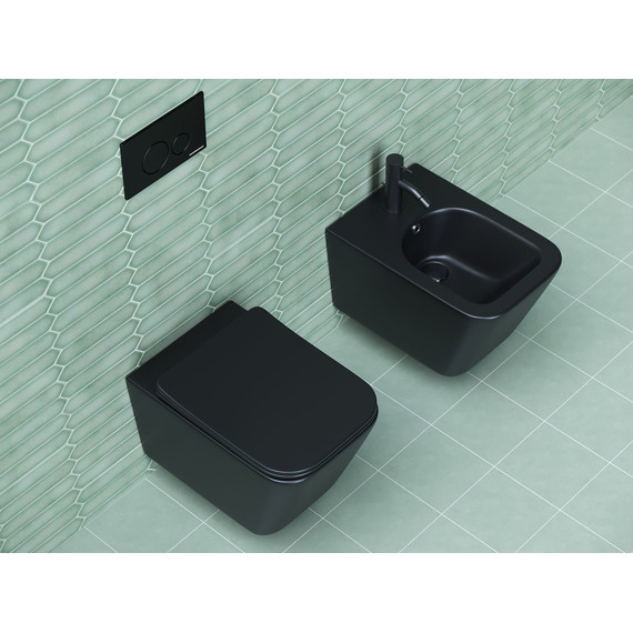 Унитаз подвесной безободковый Ceramicanova Metric Rimless CN3007MB с крышкой микролифт, чёрный матовый, Цвет производителя: чёрный матовый - фото 11