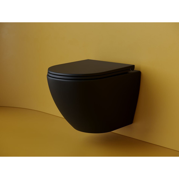 Унитаз подвесной безободковый Ceramicanova Metropol CN4002TMB (система смыва Торнадо) с крышкой микролифт, чёрный матовый - фото 3