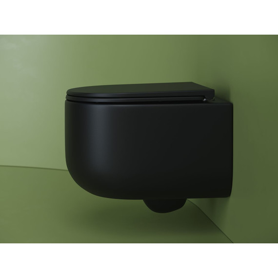 Унитаз подвесной безободковый Ceramicanova Ulma Rimless CN4006MB с крышкой микролифт, чёрный матовый, Цвет производителя: чёрный матовый - фото 4