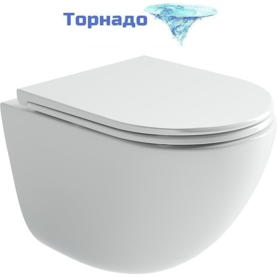 Унитаз подвесной безободковый Ceramicanova Vogue CN4008T (система смыва Торнадо) с крышкой микролифт - фото 