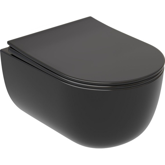 Унитаз подвесной безободковый Ceramicanova Modena Rimless CN6063MB с крышкой микролифт, чёрный матовый - фото 