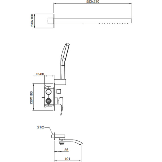 Душевая система для ванны Gappo G07 G7107-73, золото сатин, Цвет производителя: золото сатин - фото 2