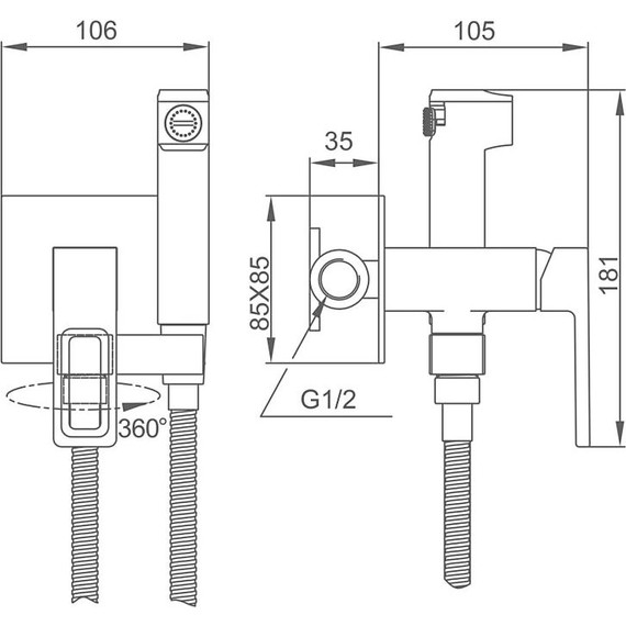 Набор для гигиенического душа Gappo G17-3 G7217-13, золото сатин, Цвет производителя: золото сатин - фото 2