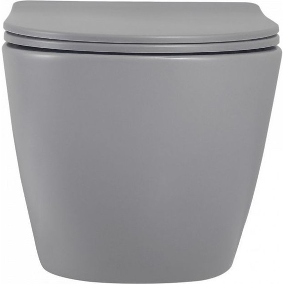 Унитаз подвесной безободковый Abber Bequem AC1101TMG с крышкой микролифт, серый матовый (система смыва Торнадо) - фото 4