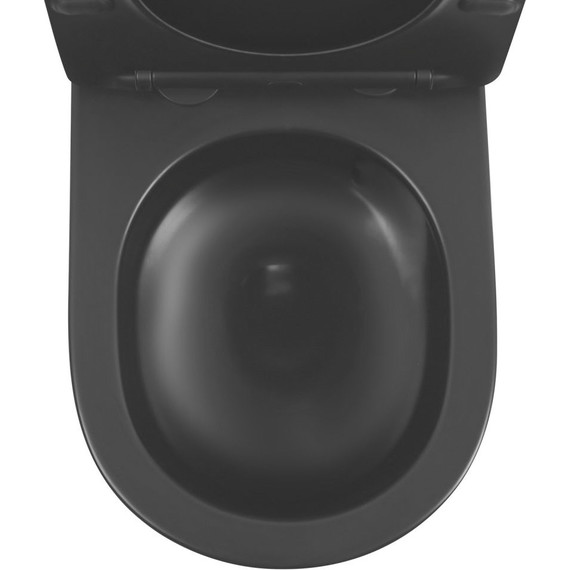 Унитаз подвесной безободковый Abber Bequem AC1102TMB с крышкой микролифт, чёрный матовый (система смыва Торнадо), Цвет производителя: чёрный матовый - фото 6