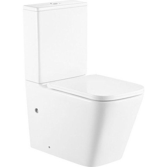 Унитаз-компакт безободковый Abber Rechteck AC1210T с крышкой микролифт, белый (система смыва Торнадо), Цвет производителя: белый - фото 2
