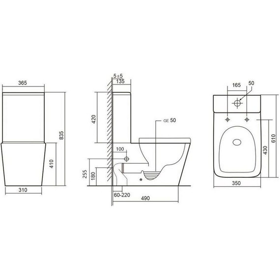 Унитаз-компакт безободковый Abber Rechteck AC1210T с крышкой микролифт, белый (система смыва Торнадо), Цвет производителя: белый - фото 12