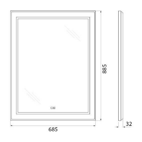 Зеркало BelBagno 68x88 см SPC-KRAFT-685-885-TCH-WARM-NERO, черный - фото 11