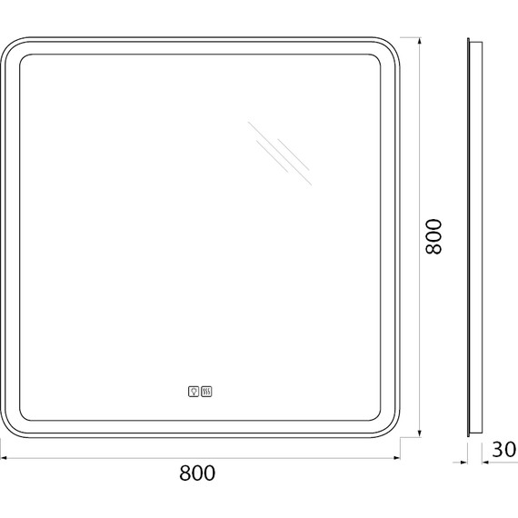 Зеркало BelBagno 80x80 см SPC-MAR-800-800-LED-TCH-WARM - фото 9