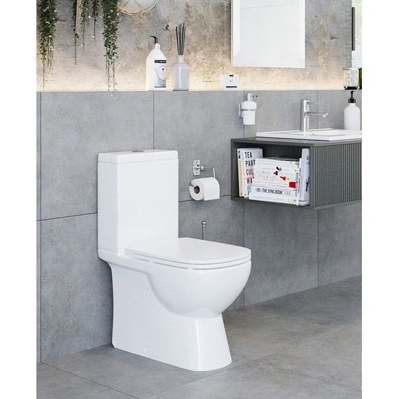 Унитаз-компакт Sanita Luxe Quadro WC.CC/Quadro/2-SlimDM/WHT.G/S1 с крышкой микролифт - фото 