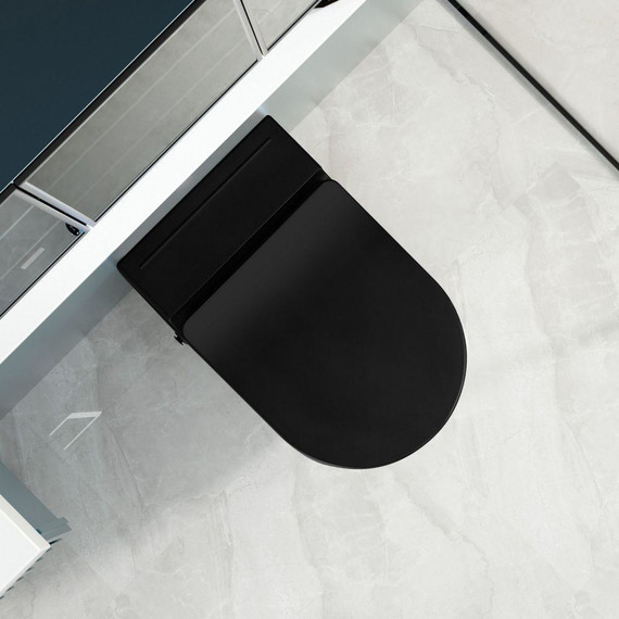 Унитаз подвесной безободковый с импульсным смывом Abber Bequem AC1108PMB с крышкой микролифт, чёрный - фото 8