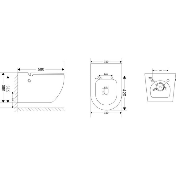 Унитаз подвесной безободковый с импульсным смывом Abber Bequem AC1108PMB с крышкой микролифт, чёрный - фото 9