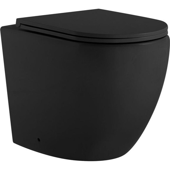 Унитаз приставной безободковый Abber Bequem AC1111TMB с крышкой микролифт, чёрный (выпуск горизонтальный), Цвет производителя: чёрный - фото 