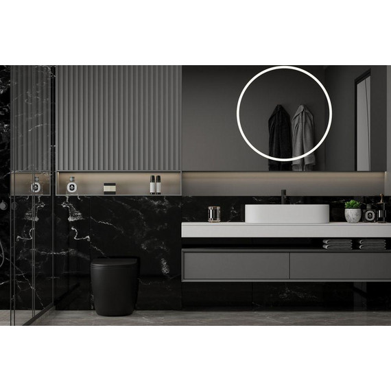 Унитаз приставной безободковый Abber Bequem AC1111TMB с крышкой микролифт, чёрный (выпуск горизонтальный), Цвет производителя: чёрный - фото 5