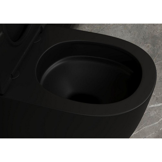 Унитаз приставной безободковый Abber Bequem AC1111TMB с крышкой микролифт, чёрный (выпуск горизонтальный), Цвет производителя: чёрный - фото 8