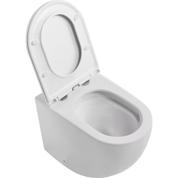 Унитаз приставной безободковый Abber Bequem AC1111TMW с крышкой микролифт, белый матовый (выпуск горизонтальный), Цвет производителя: белый матовый - фото 4