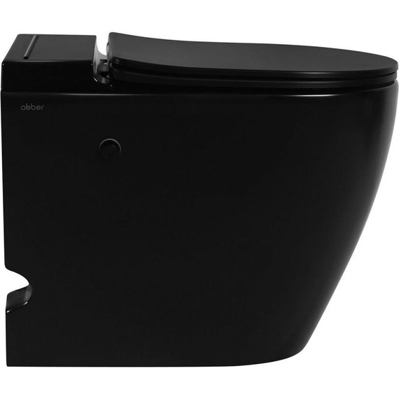 Унитаз приставной безободковый импульсный Abber Bequem AC1115PMB с крышкой микролифт, чёрный матовый (выпуск горизонтальный) - фото 3